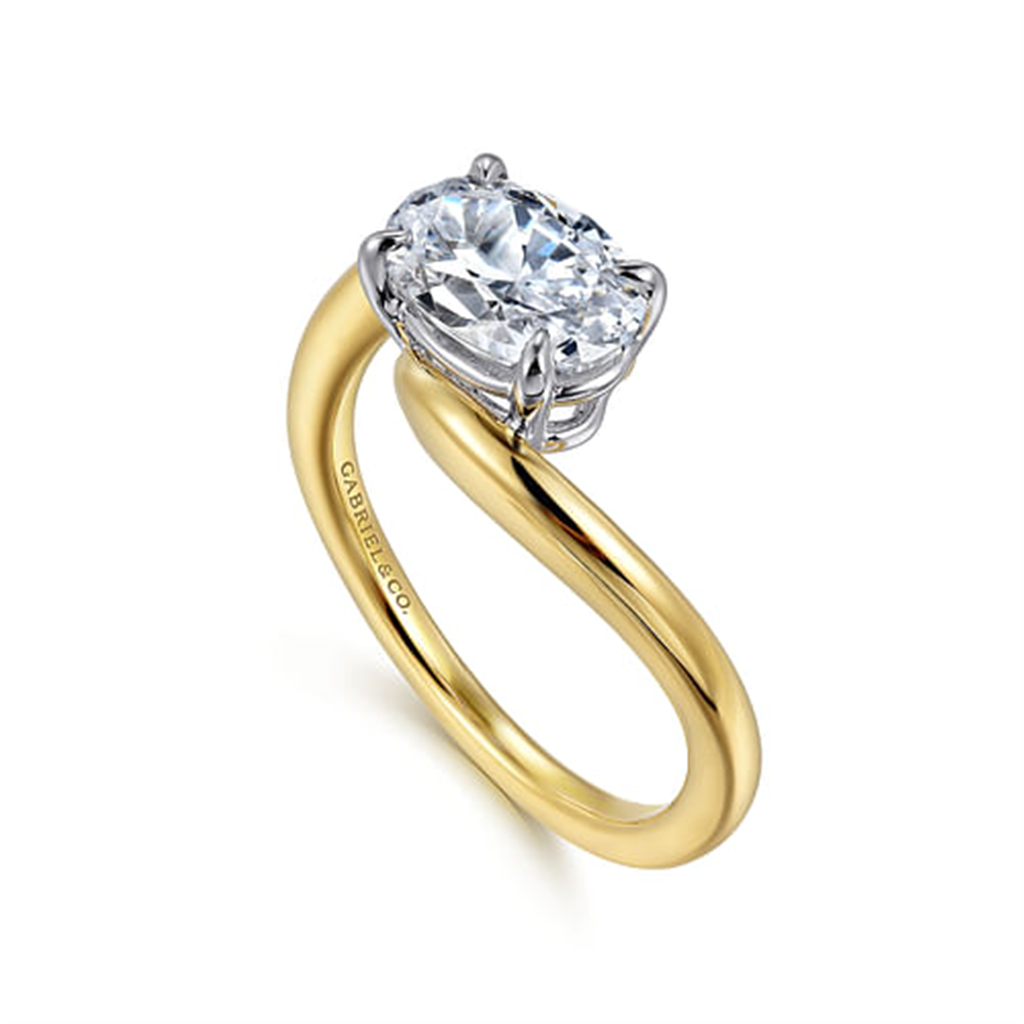 Gabriel 14K By-Pass Curve Solitaire Semi-Mount