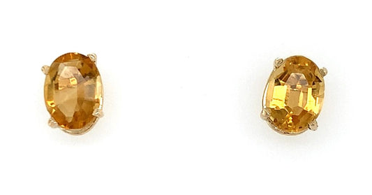 Estate 14K Yellow Gold Citrine Stud Earrings