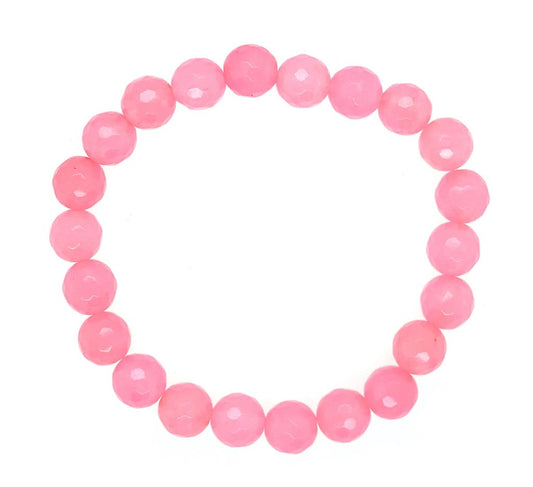 Dee Berkley 8mm Faceted Rose Quartz Beaded Bracelet