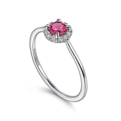 Gabriel 14Kw Diamond Halo & Ruby Ring