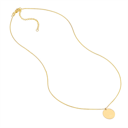 Rolland's Designs 14K Gold 13mm Engraveable Round Disc Pendant