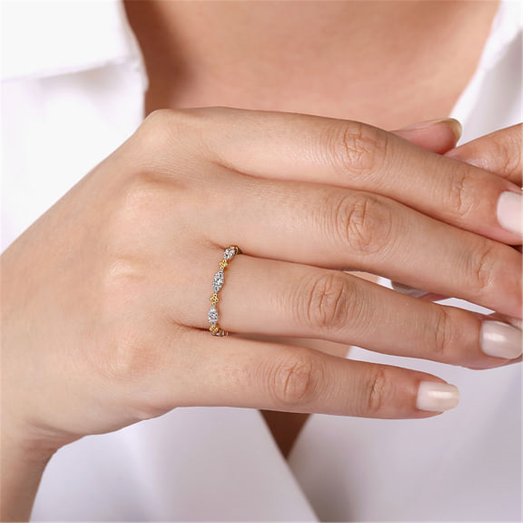 Gabriel Marquise Shape Bujukan Stackable Diamond Ring