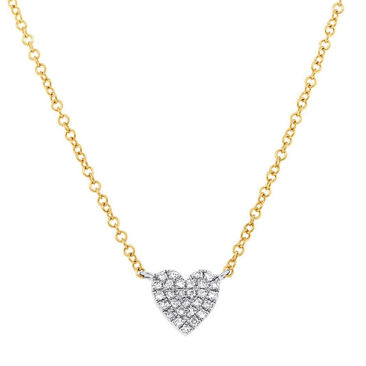 Shy Creation Diamond Small Pave Heart Pendant Necklace