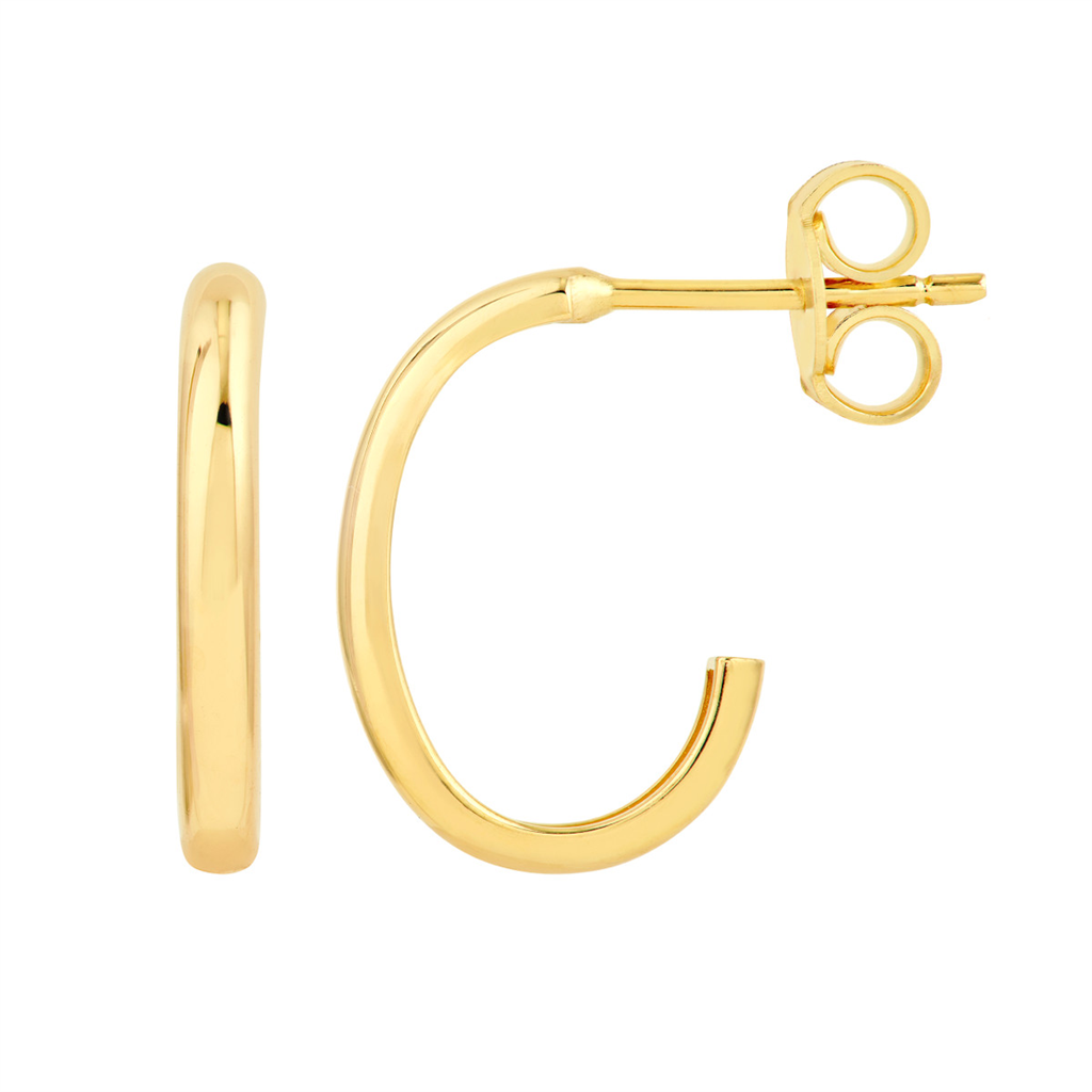 Rolland's Design Gold Large Tube J Hoop Earrings