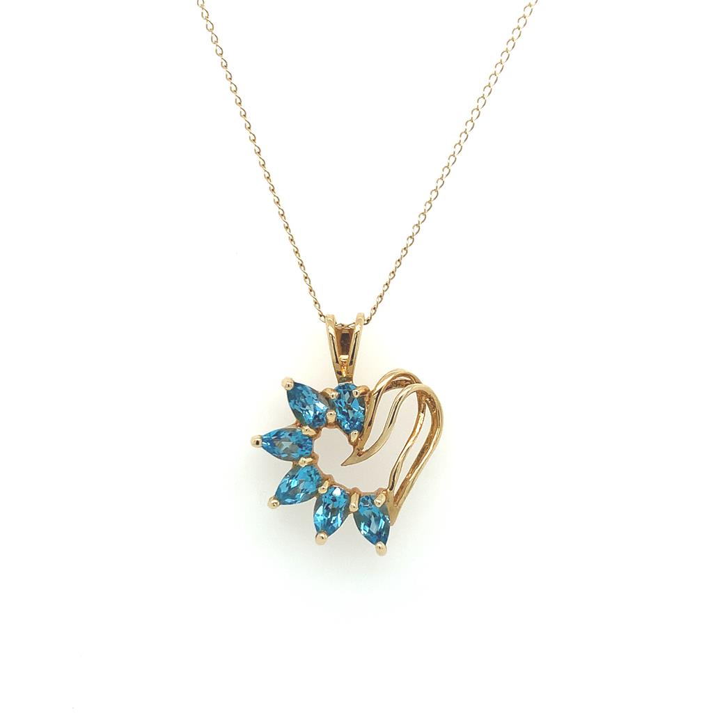 Estate 14K Yellow Gold & Blue Topaz Necklace