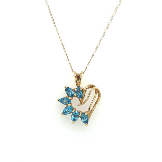 Estate 14K Yellow Gold & Blue Topaz Necklace