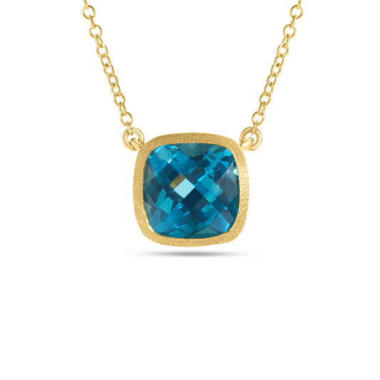 Dilamani Blue Topaz Bezel Set Pendant