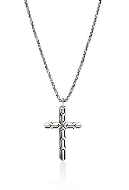 John Hardy Silver Icon Cross Necklace 22"