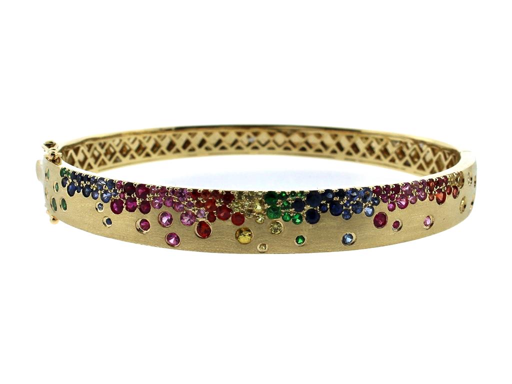 Dilamani Rainbow Sapphire & Tsavorite Bangle