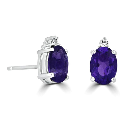 Rolland's Design Oval Cut Amethyst Studs