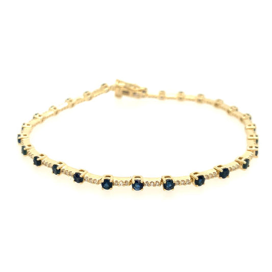 Blue Sapphire And Diamond Bracelet