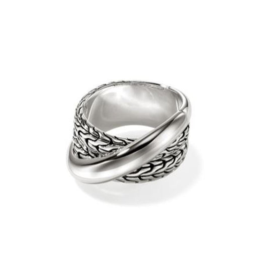 John Hardy Essentials Silver Crossover Ring