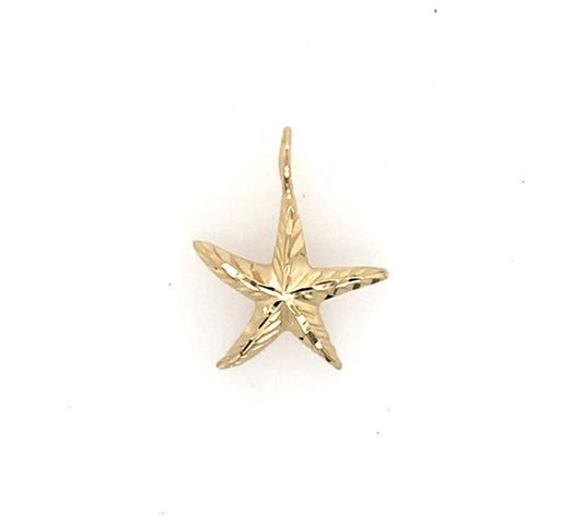 Estate 14K Gold Diamond Cut Starfish Pendant