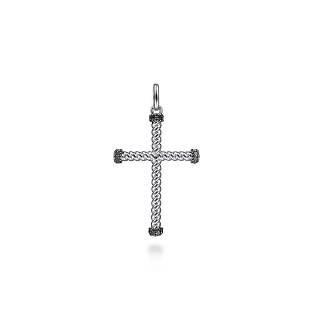 Gabriel Sterling Silver & Black Spinel Cross Pendant