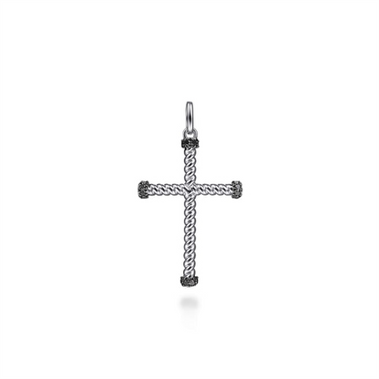 Gabriel Sterling Silver & Black Spinel Cross Pendant