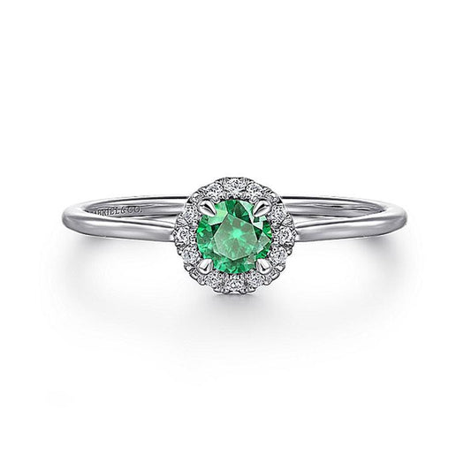 Gabriel 14K Emerald & Diamond Halo Ring