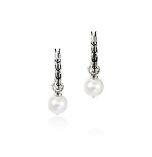 John Hardy Essentials Silver 8-8.5Mm Cultured Freshwater Pearl Hoop Earrings