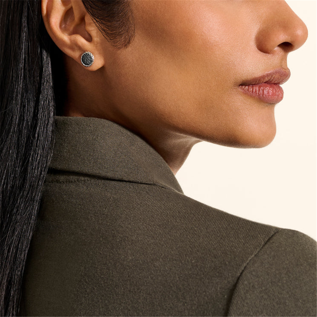John Hardy Essentials Silver Black Sapphire Stud Earrings