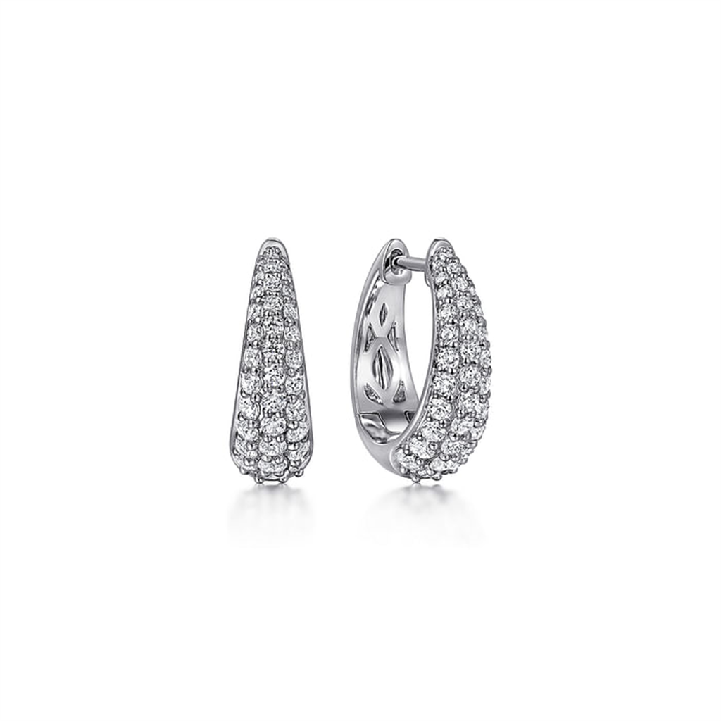 Gabriel And Co 14K White Gold Diamond Huggie Earrings