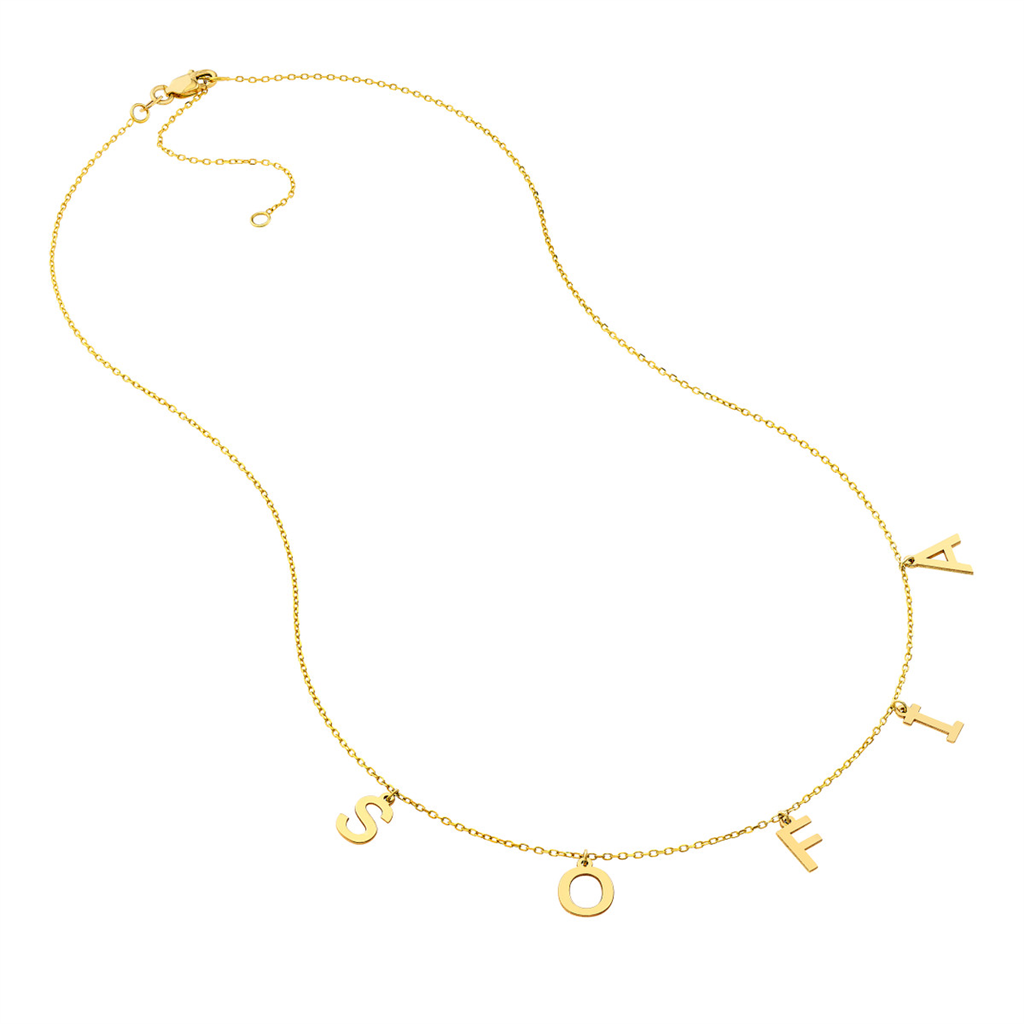 Rolland's Designs 14K Gold Hanging Initials Necklace "EMMA"