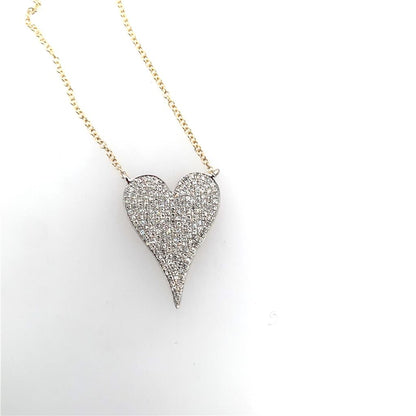 Shy Creation Diamond Big Pave Heart Pendant Necklace