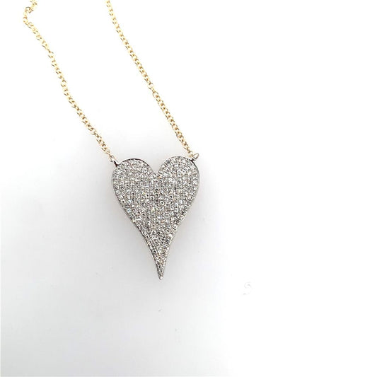 Shy Creation Diamond Big Pave Heart Pendant Necklace