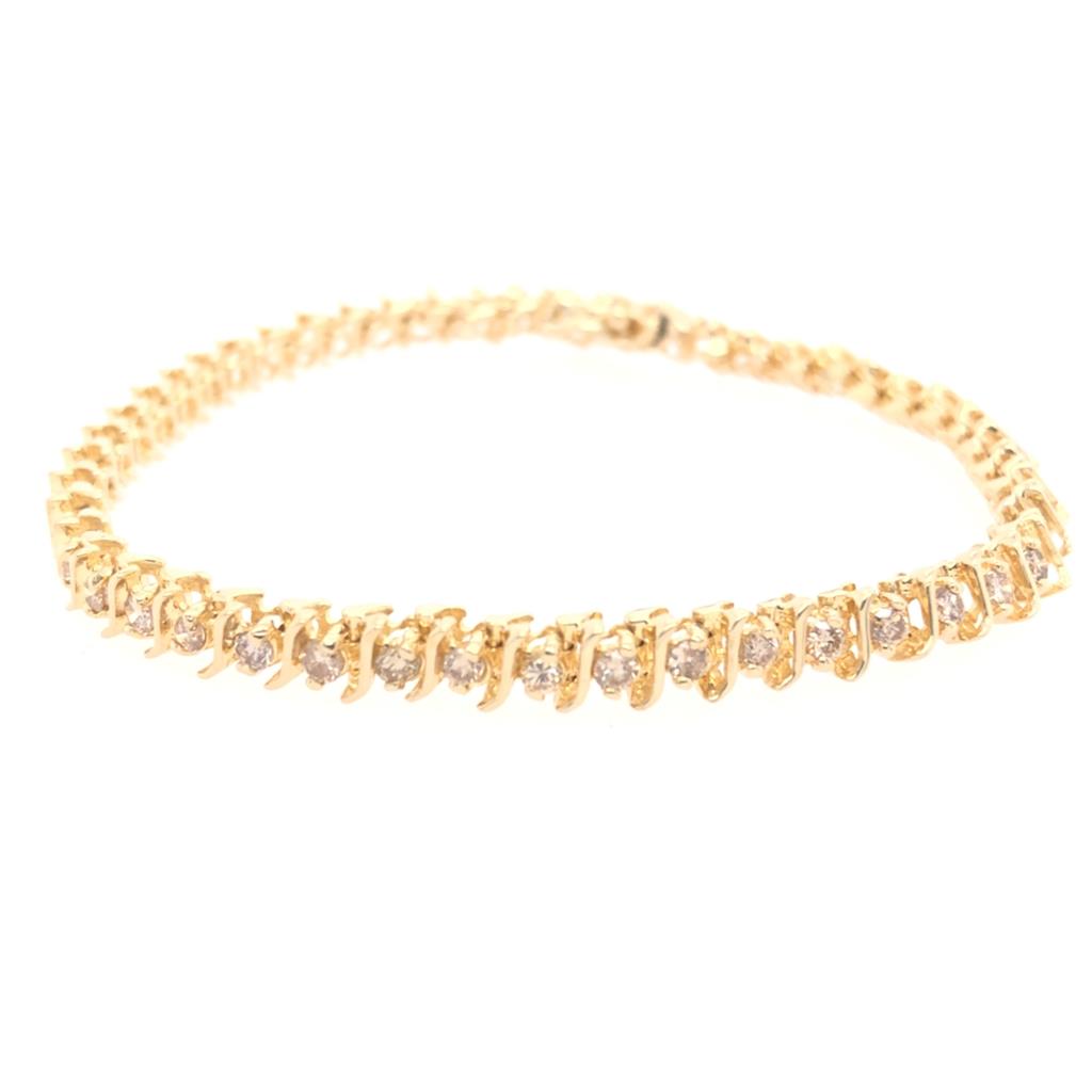 Estate 14K Yellow Gold Diamond Tennis Bracelet