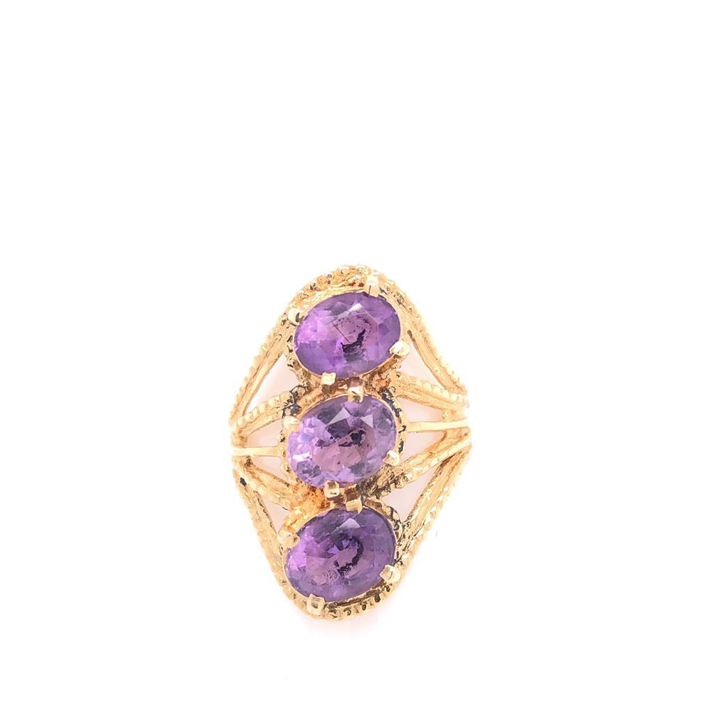 Estate 14K Yellow Gold Amethyst Ring