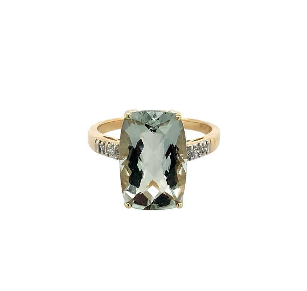 Estate14K Yellow Gold Green Amethyst Ring