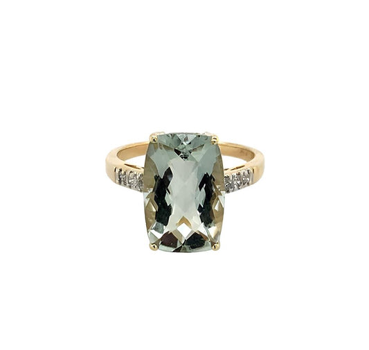 Estate14K Yellow Gold Green Amethyst Ring