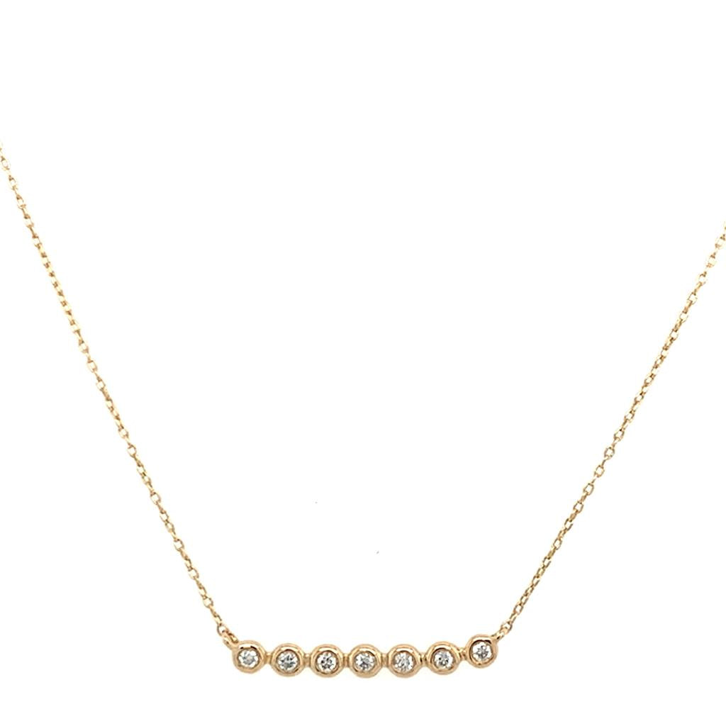 Estate 14K Bezel Bar Diamond Necklace