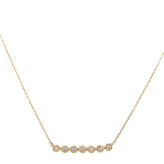 Estate 14K Bezel Bar Diamond Necklace