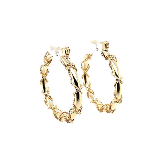 Estate 14K Gold Twist Hoop Earrings