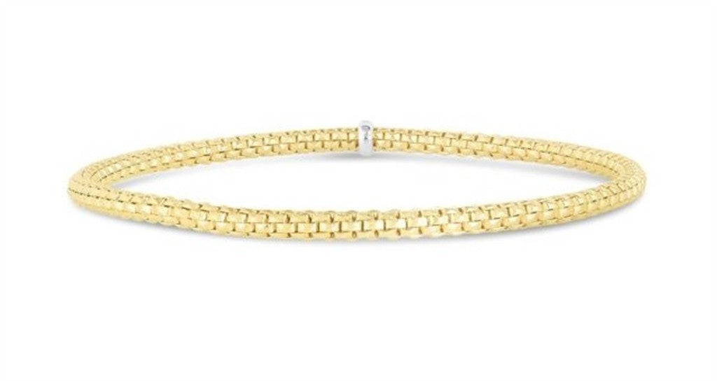 Rolland's Design 14K Two-Tone 3Mm Stretchable Popcorn Bangle
