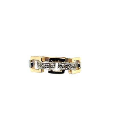 Estate Gold Two Tone 3 Station Diamond Ring