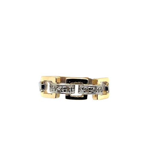 Estate Gold Two Tone 3 Station Diamond Ring
