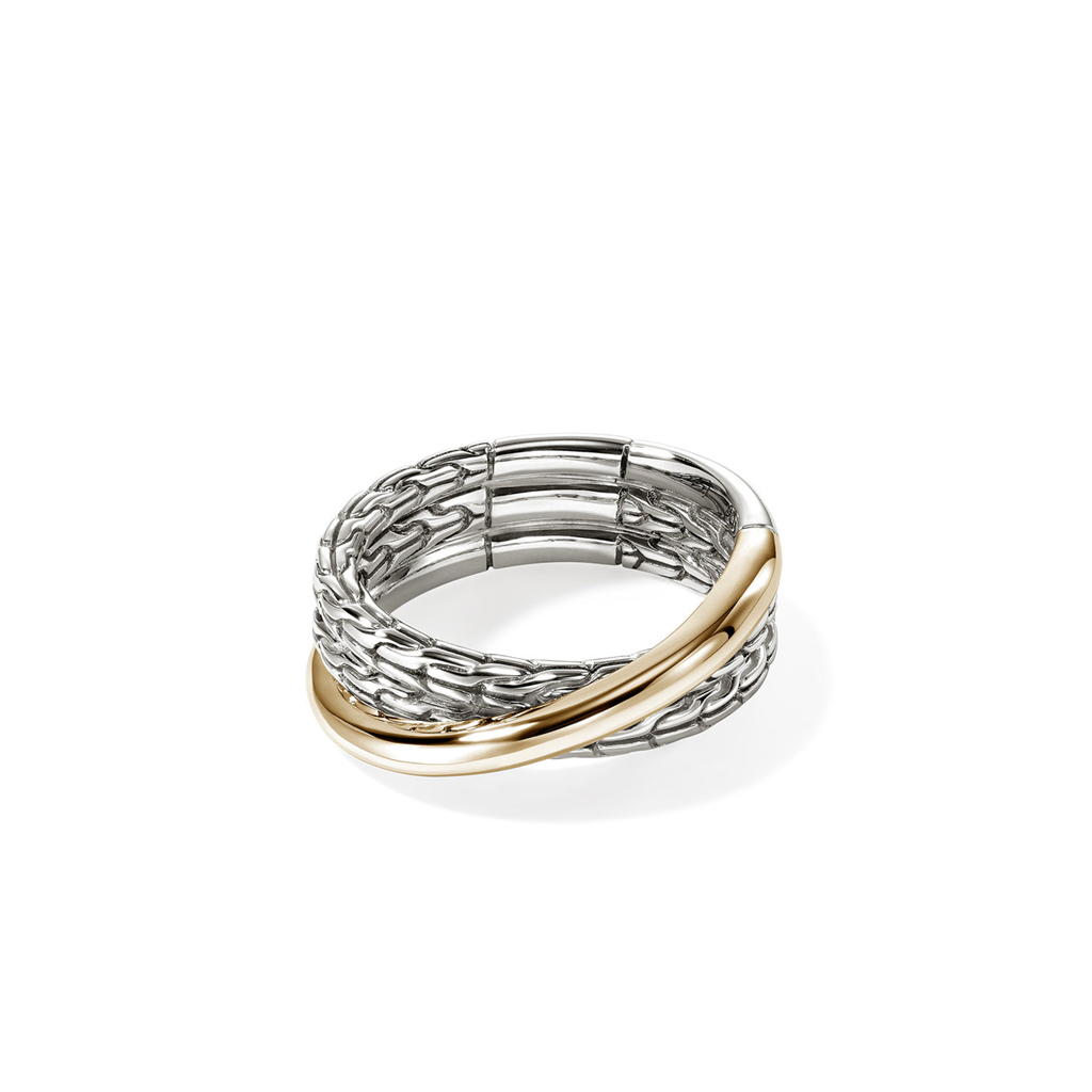 John Hardy Essentials 14K Gold & Silver Crossover Ring