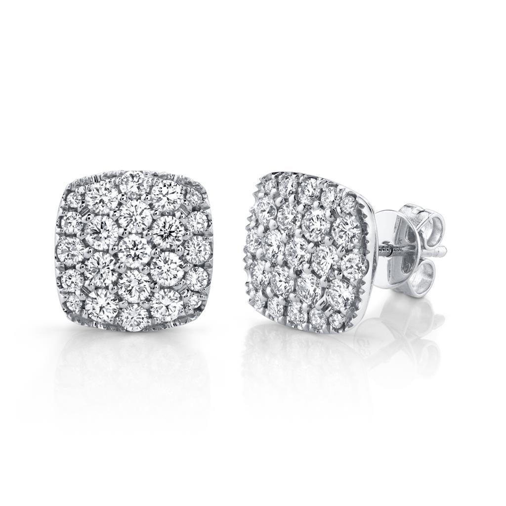 Shy 14Kw Diamond Square Pave Stud Earrings