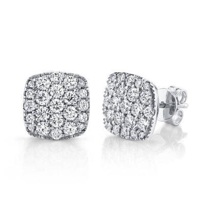 Shy 14Kw Diamond Square Pave Stud Earrings