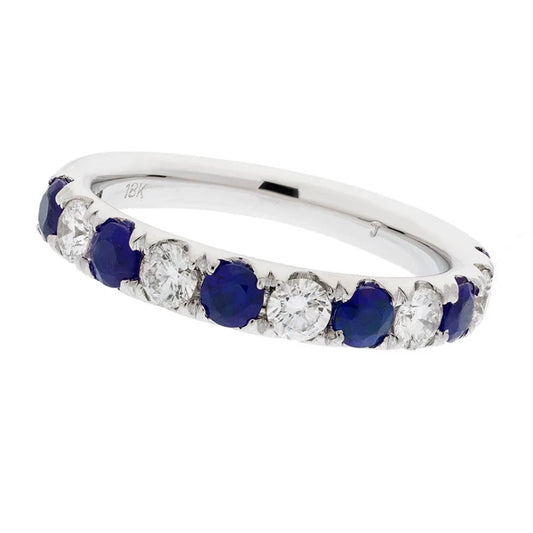18K White Gold Blue Sapphire & Diamond Ring