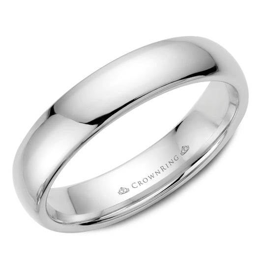 Crown 14k White Gold Traditional Wedding Band