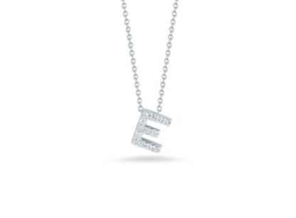 Roberto Coin 18K Yellow Gold Tiny Treasures Diamond Love Letter "E" Necklace