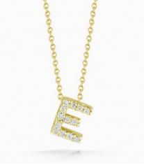 Roberto Coin 18K Yellow Gold Tiny Treasures Diamond Love Letter "E" Necklace