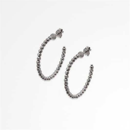 Desmos Sterling Silver Diamond Hoop Earrings