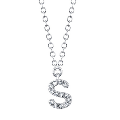 Shy 14K Yellow Gold Diamond Initial S Necklace