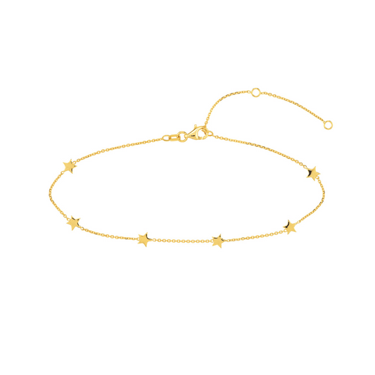 Rolland's Designs 14K Star Station Anklet