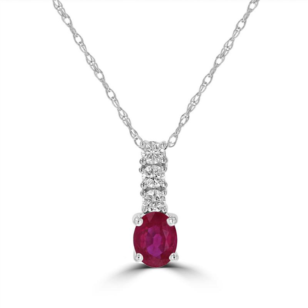 Rolland's Designs 14K White Gold Diamond & Ruby Pendant
