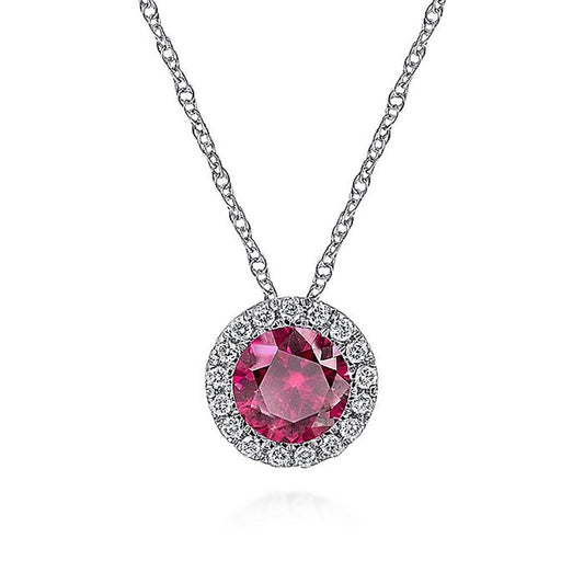 Gabriel Diamond Halo & Ruby Pendant