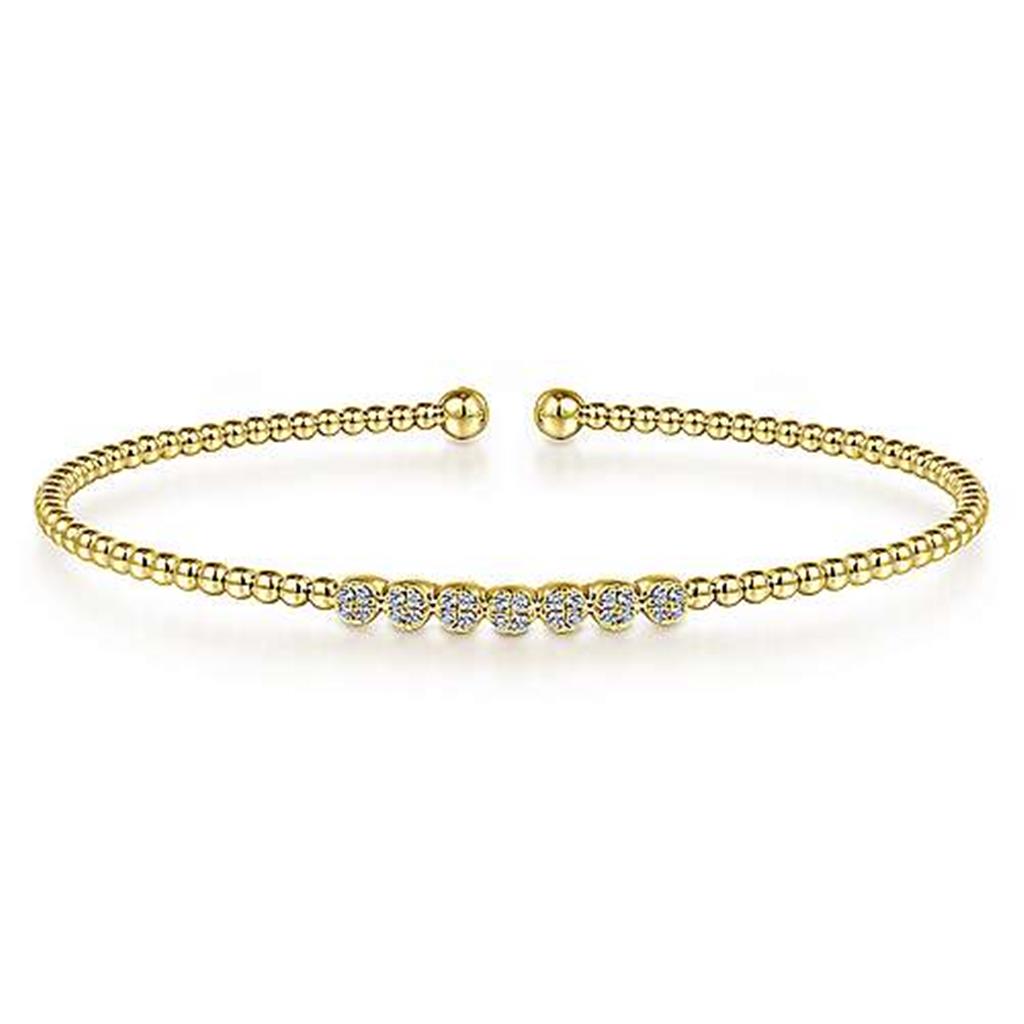 Gabriel14K Yellow Gold Bujukan Diamond Beaded Cuff