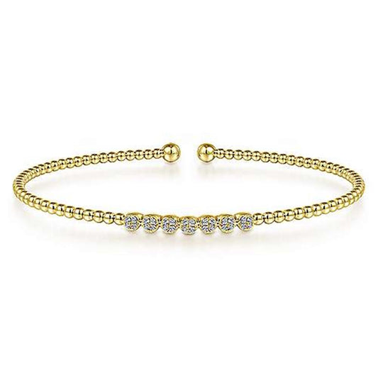 Gabriel14K Yellow Gold Bujukan Diamond Beaded Cuff